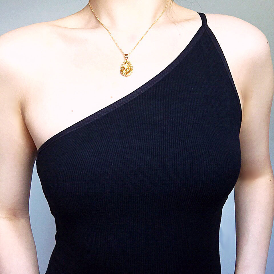 ONE SHOULDER SIDE CAMI STRAPS FINE RIB DRESS