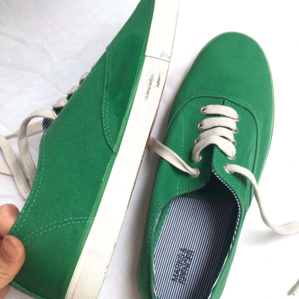 VINTAGE MEN UNISEX GREEN MARKS AND SPENCER SHOES SNEAKERS
