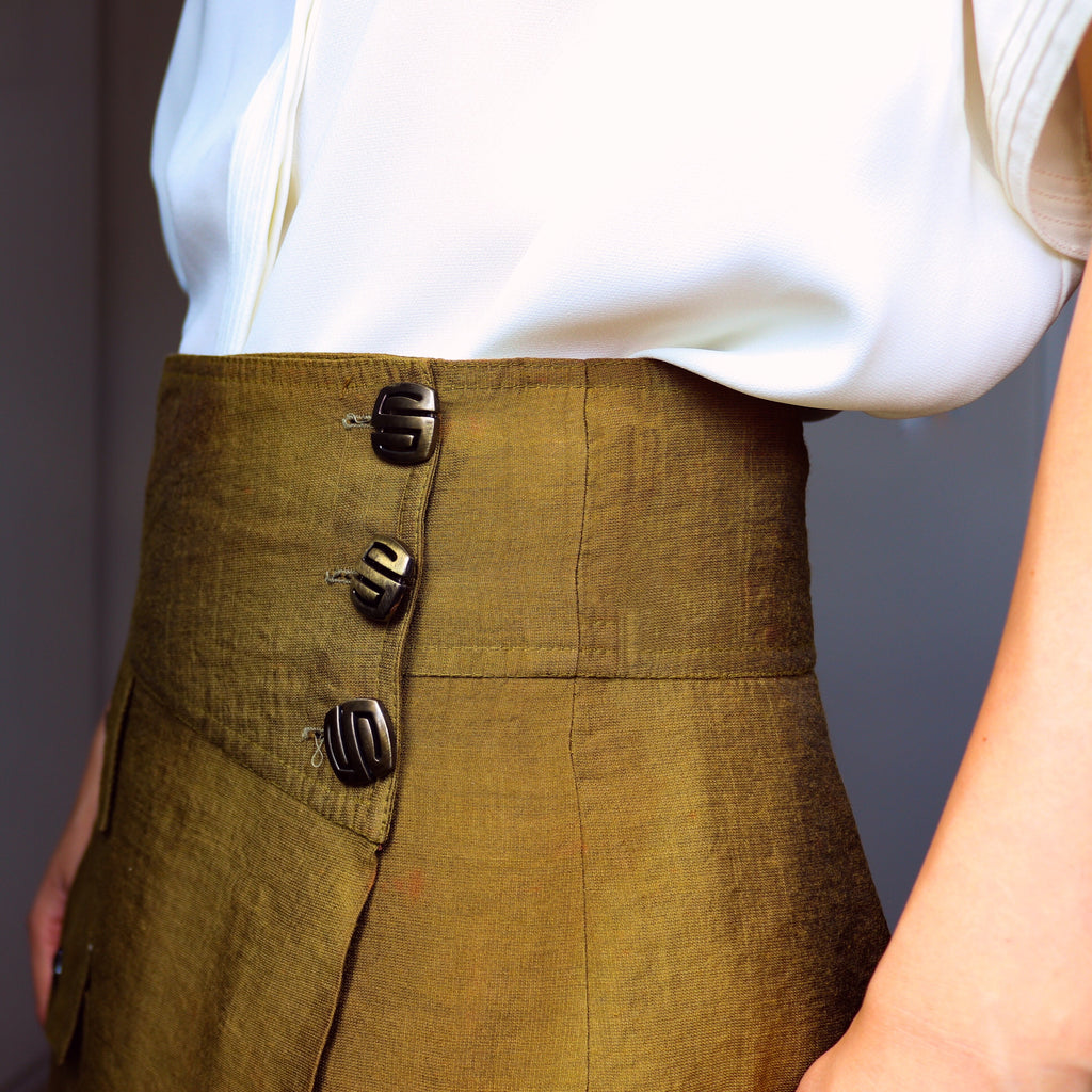 VINTAGE BUTTONS WRAP POCKET SKIRT