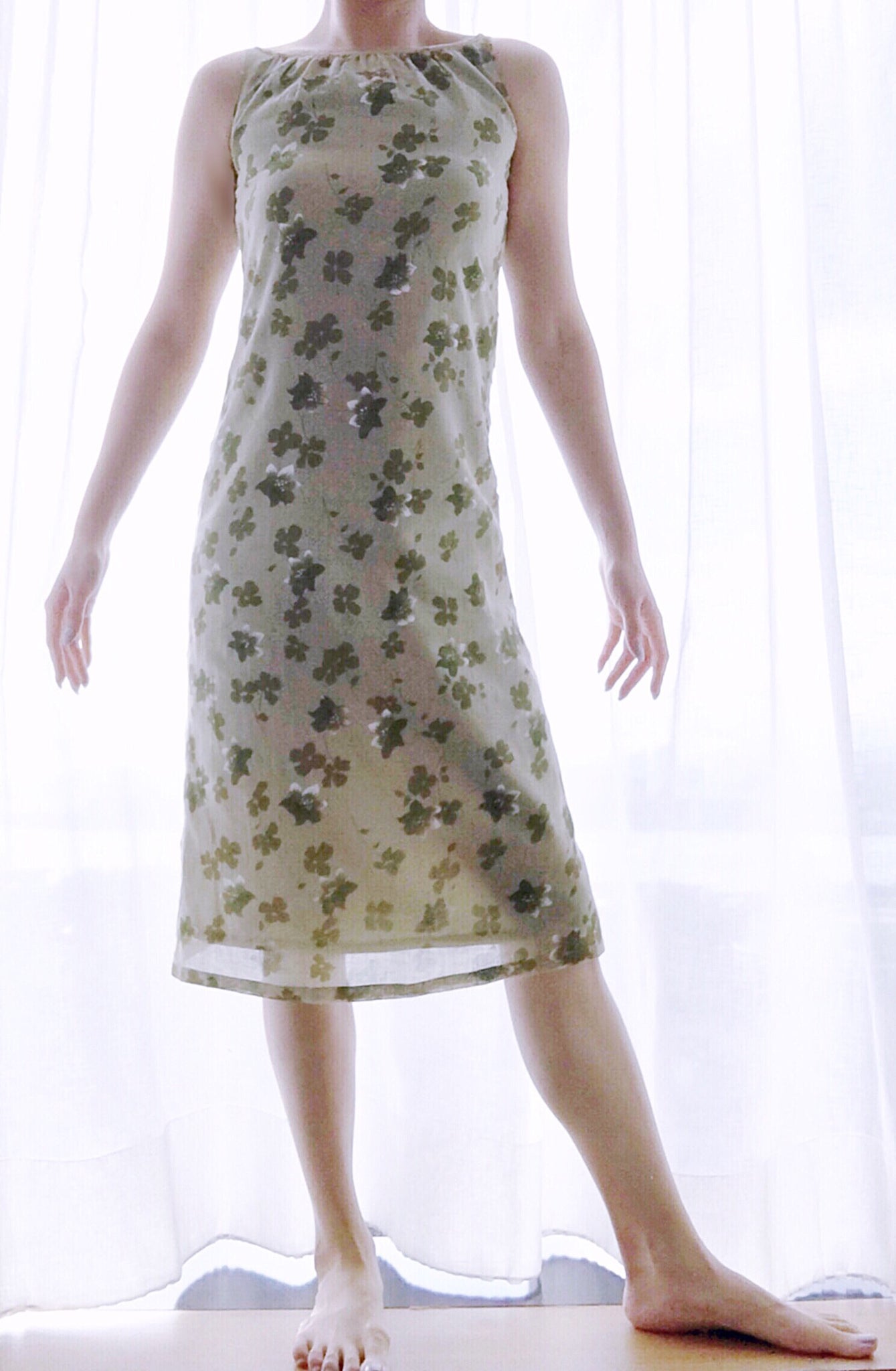 VINTAGE 90s Y2K COUNTRY SIDE FLORAL MIDI LENGTH  COTTON DRESS