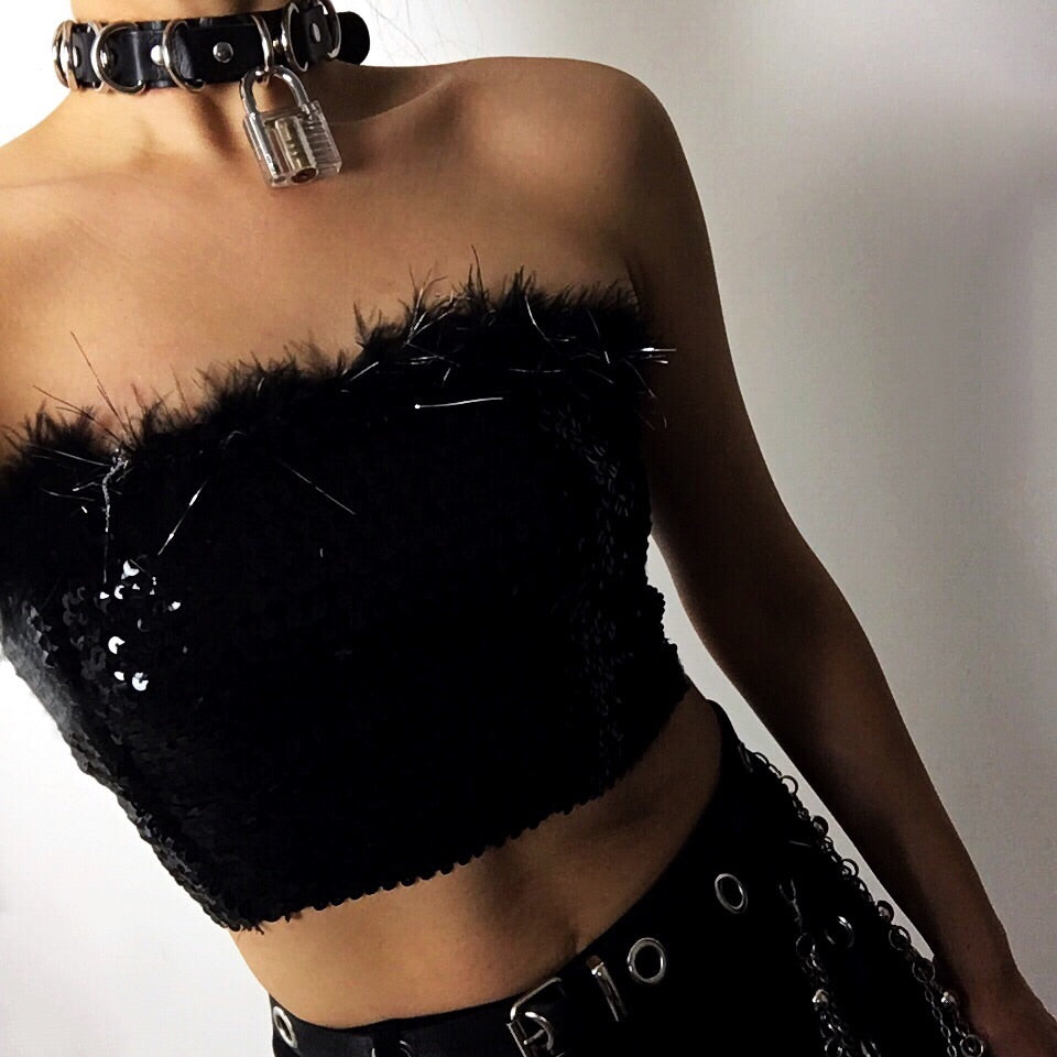 TRIVIA SEQUINS STRETCHY TUBE TOP