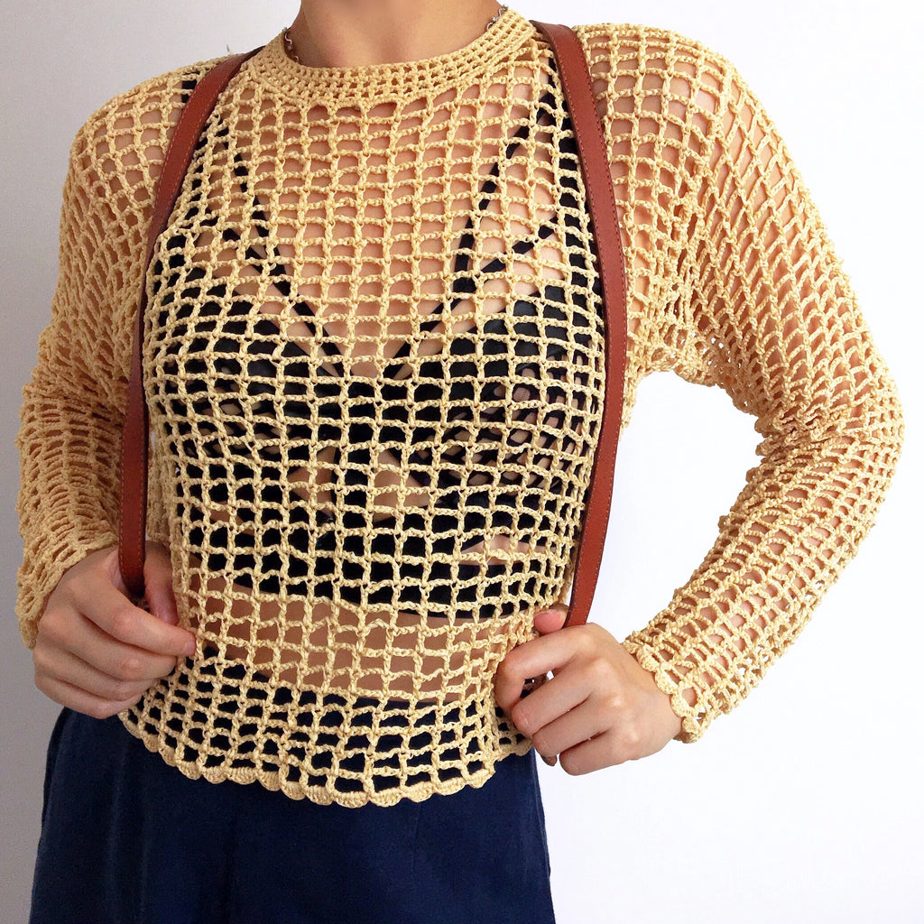VINTAGE CROCHET LONG SLEEVES TOP