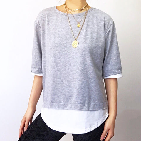 TWO TONE TEE TOP