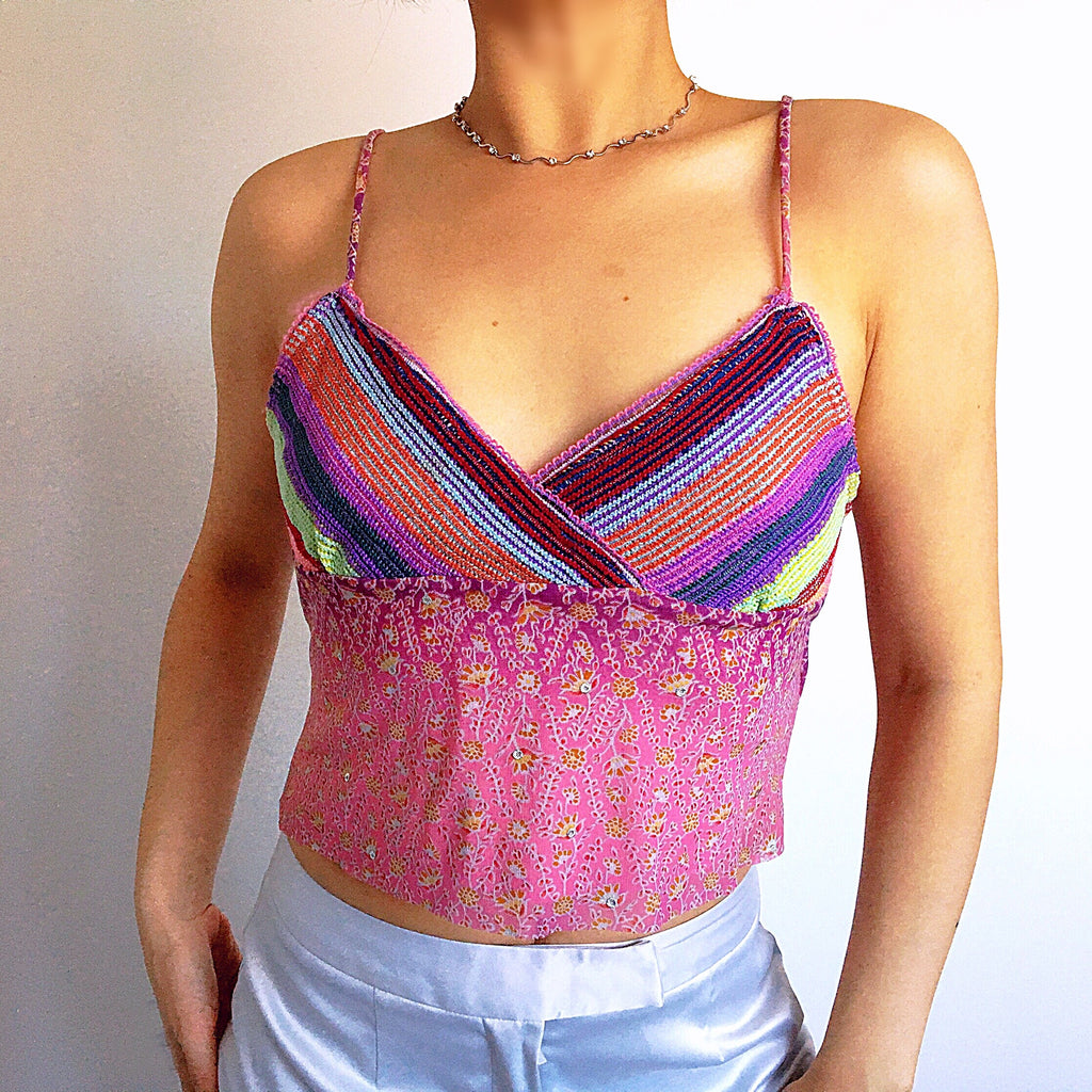 90s Y2K 2000s RAINBOW CUP DREAM CAMI VEST  TOP