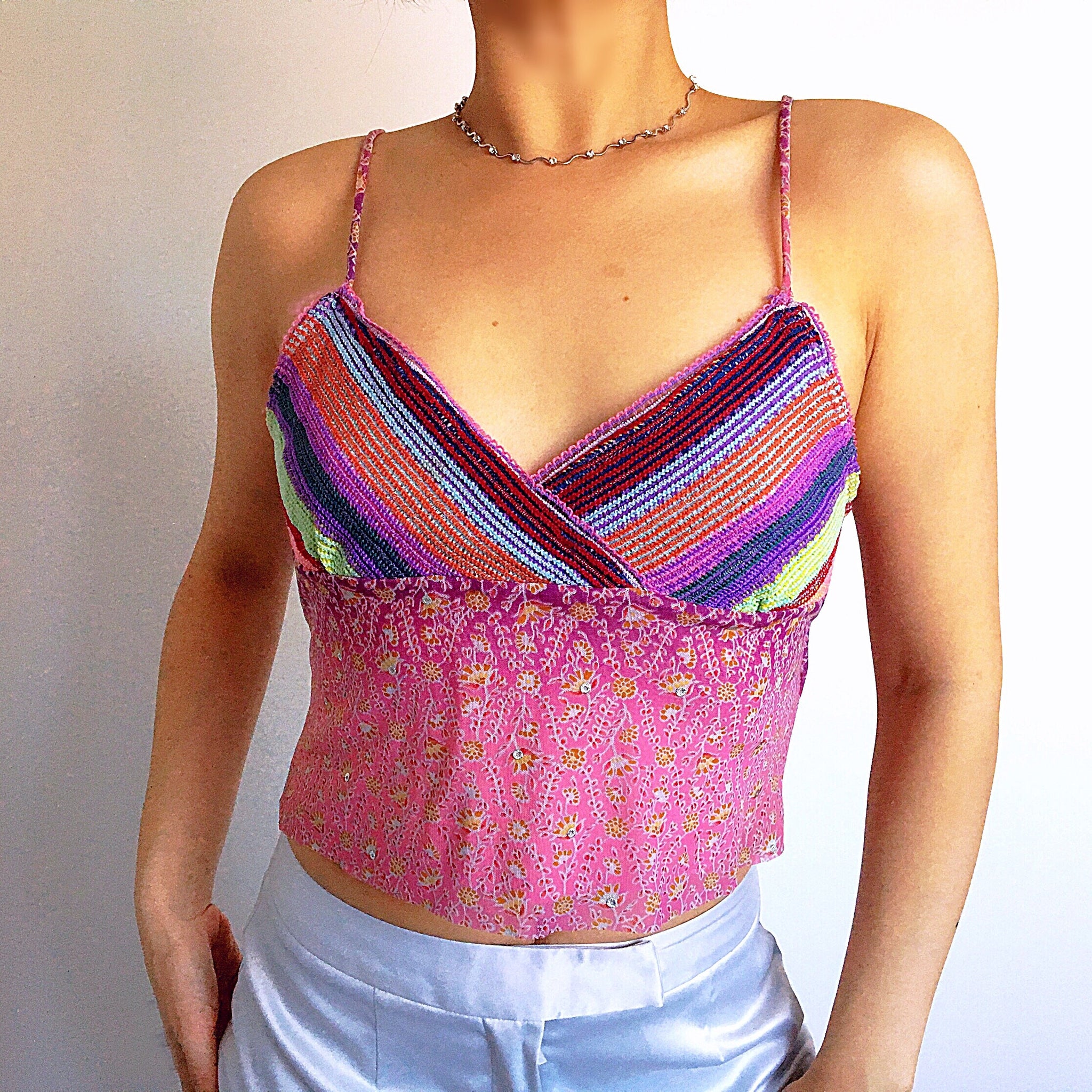 90s Y2K 2000s RAINBOW CUP DREAM CAMI VEST  TOP