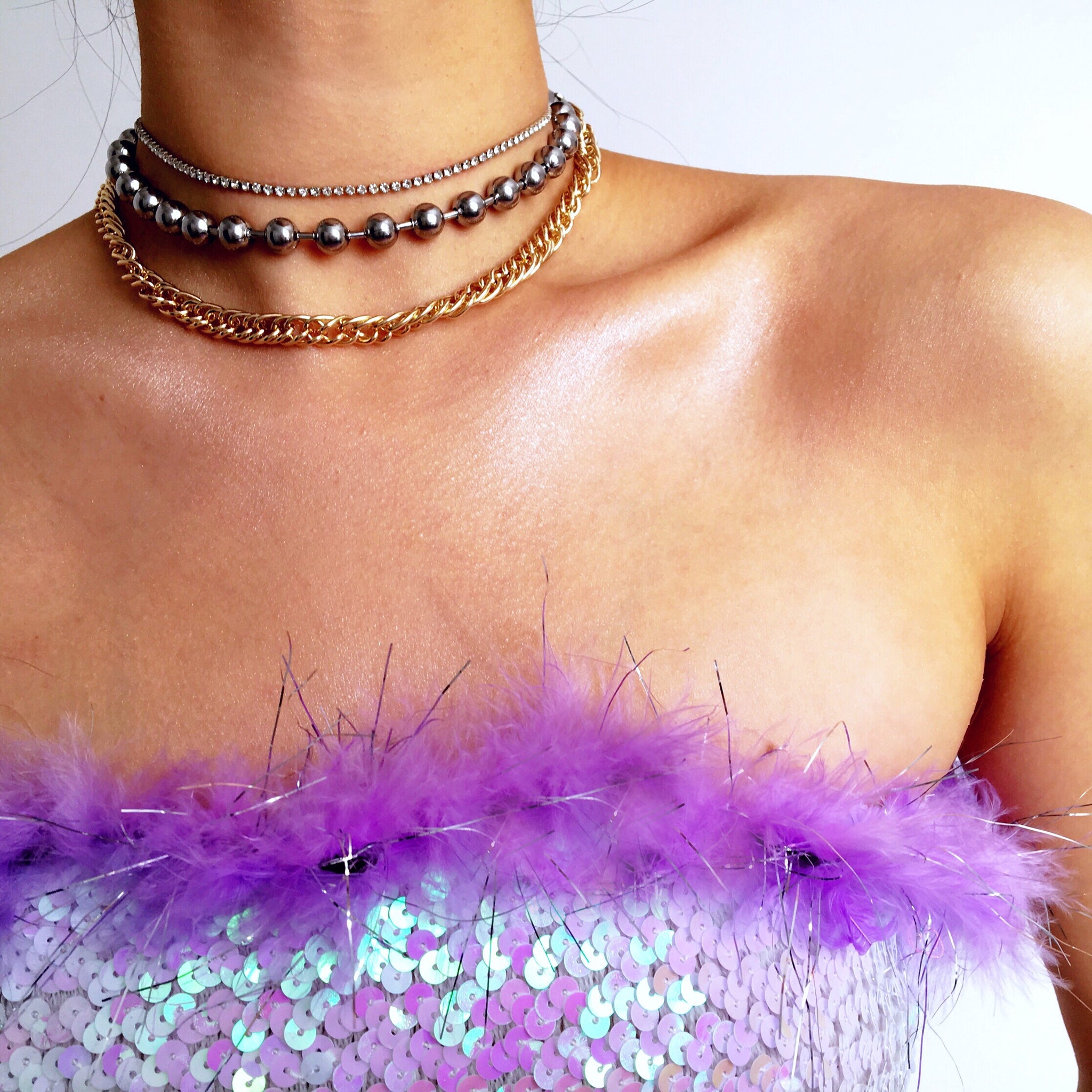 BRIA SEQUINS STRETCHY TUBE TOP