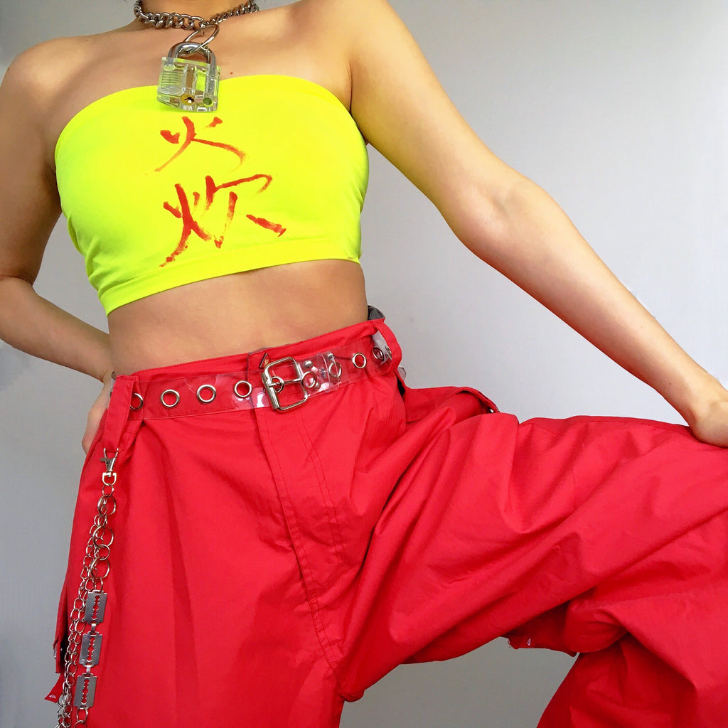 FLAME YELLOW STRETCHY TUBE TOP