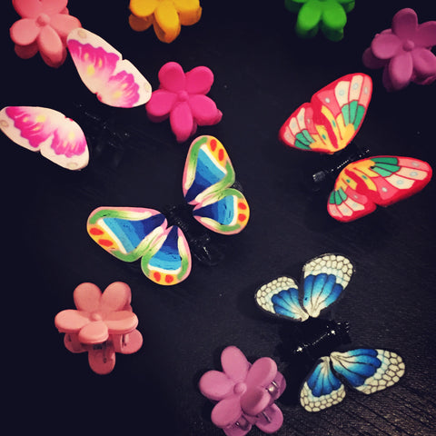 BUTTERFLY LITTLE FLORAL HAIR CLIPS