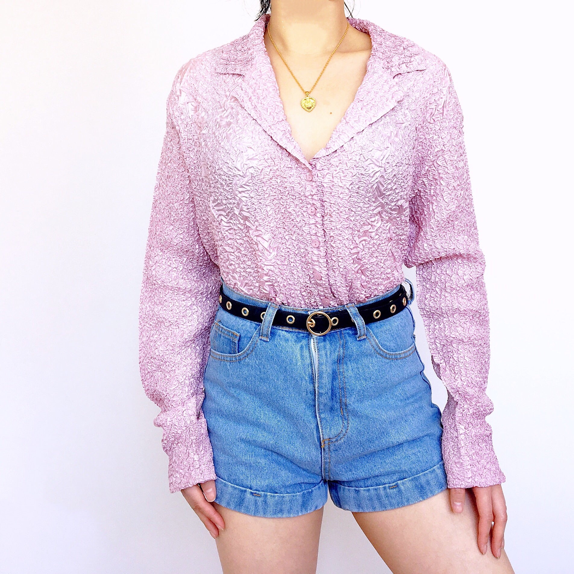 WRINKLE LONG SLEEVES OVERSIZED SHIRT TOP