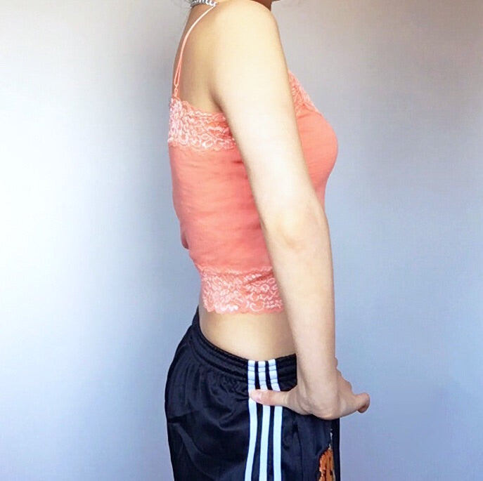 LACE STRETCHY CAMI VEST CROP TOP