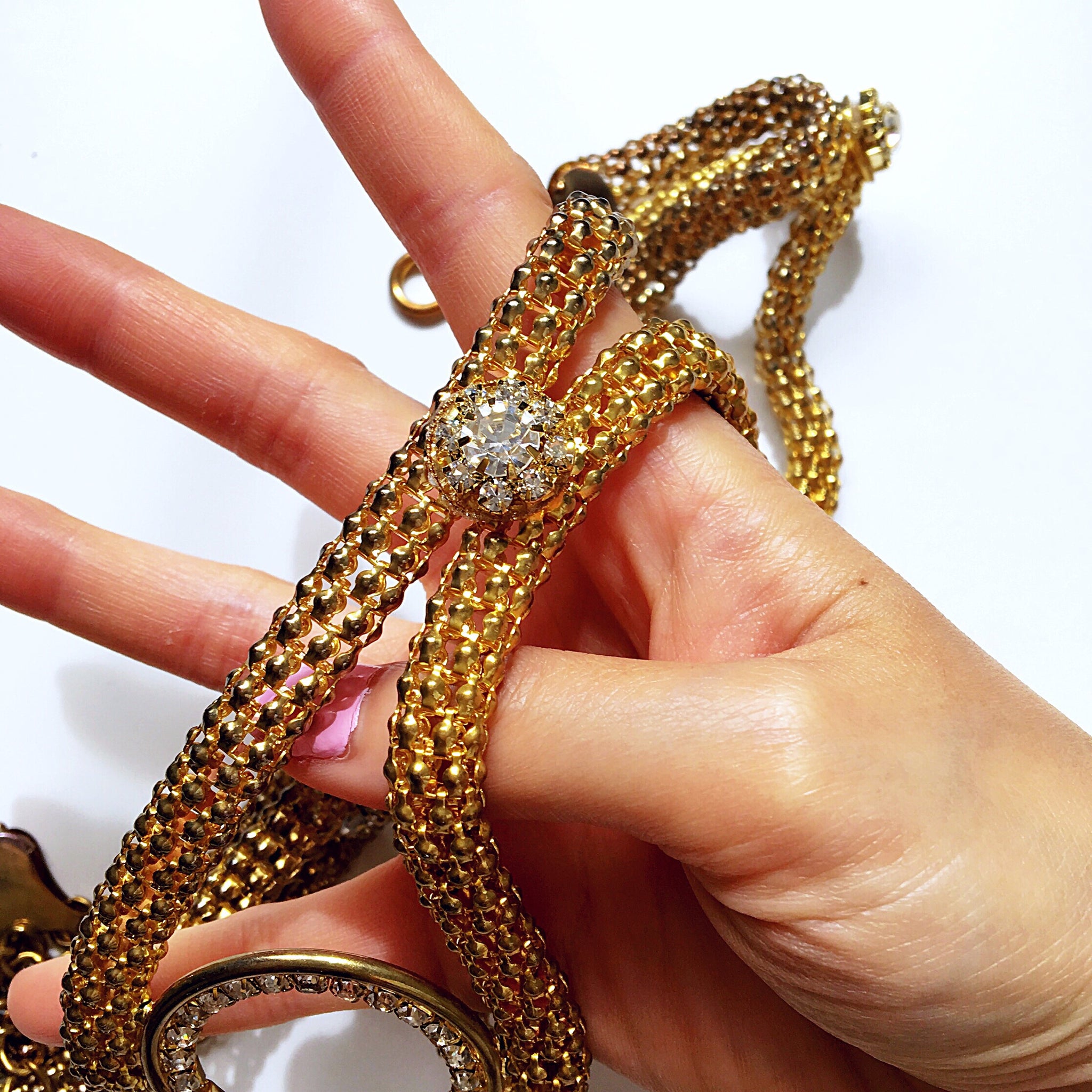 VINTAGE DIAMANTÉ RING CHAINS BELT CHAIN
