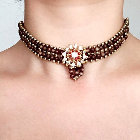 VINTAGE BEADED FESTIVE BOHO TRIBAL CHOKER NECKLACE HEADBAND