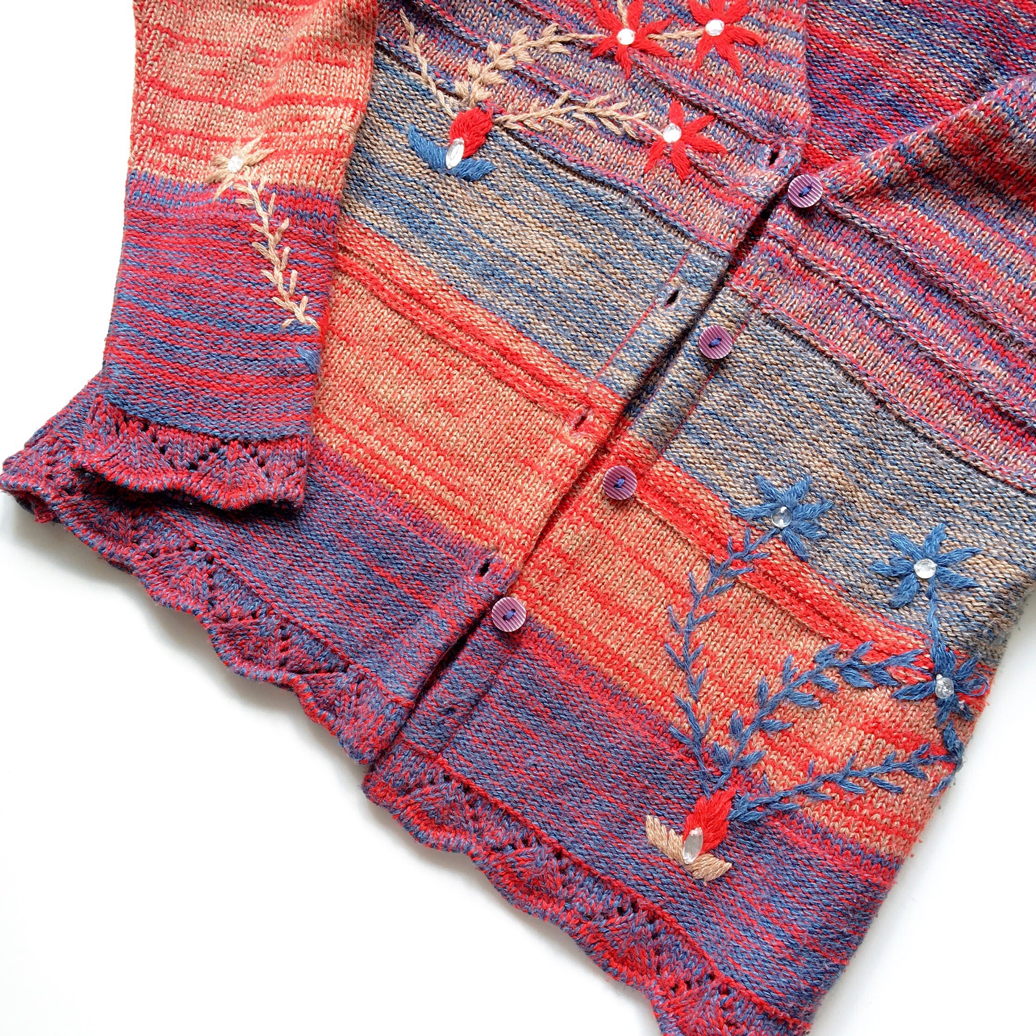 KNIT FLORAL CARDIGAN  JACKET