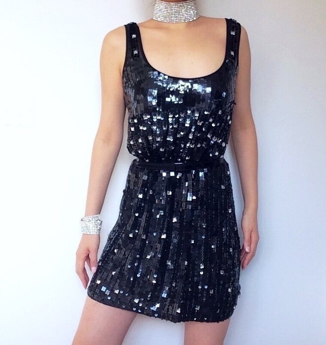 VINTAGE FESTIVAL SEQUINS BLACK DRESS