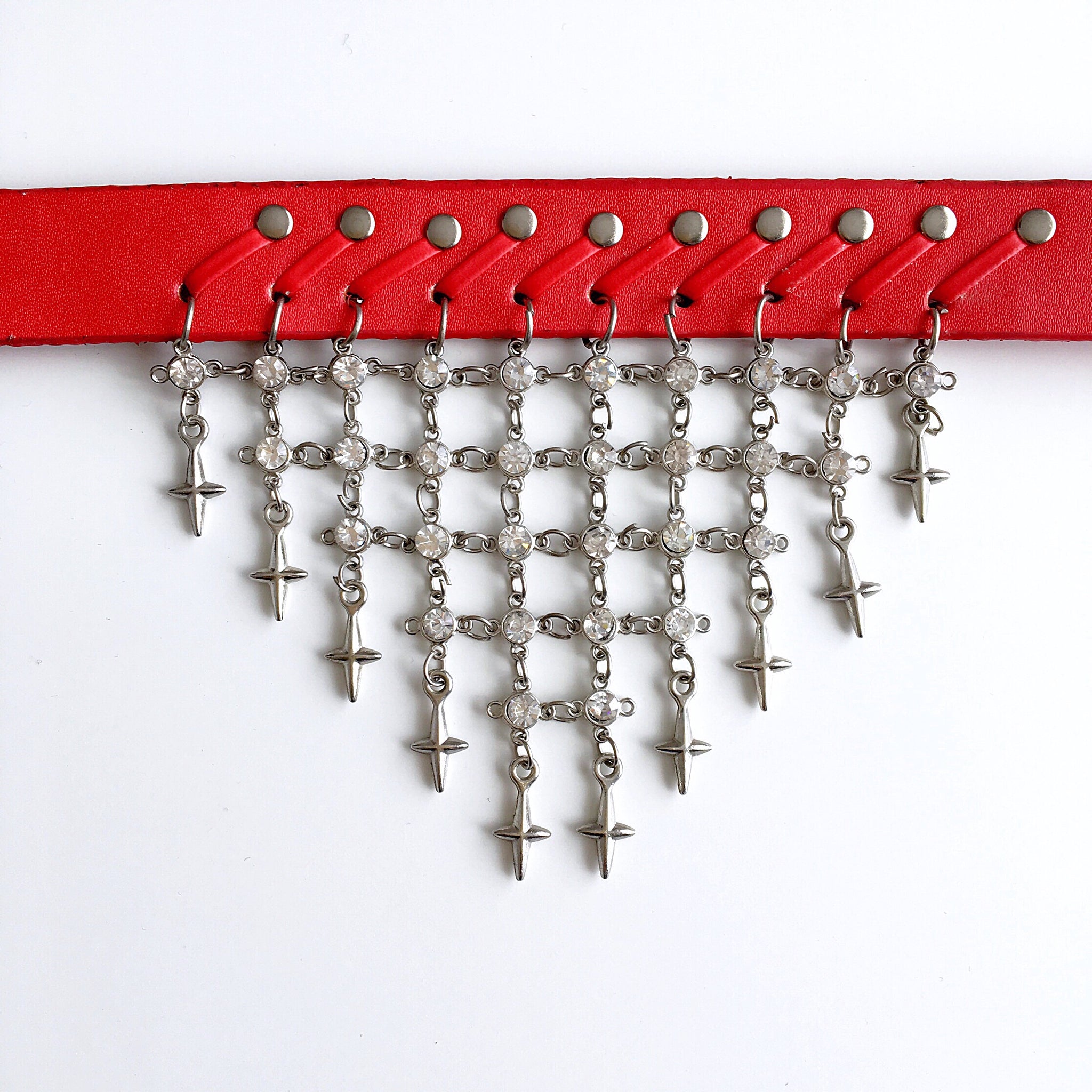LIA RED FAUX LEATHER CHOKER