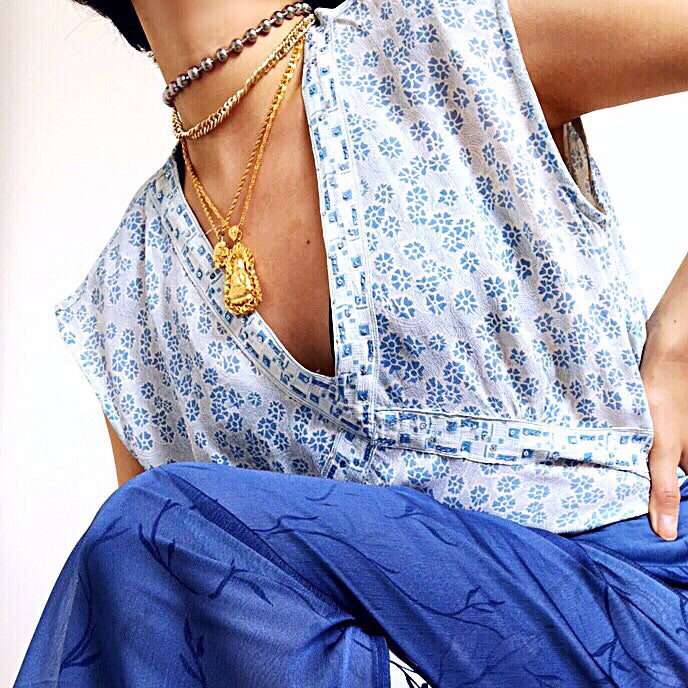 90S Y2K 2000S VINTAGE CREPE SEQUINS V NECK FLORAL VEST TOP
