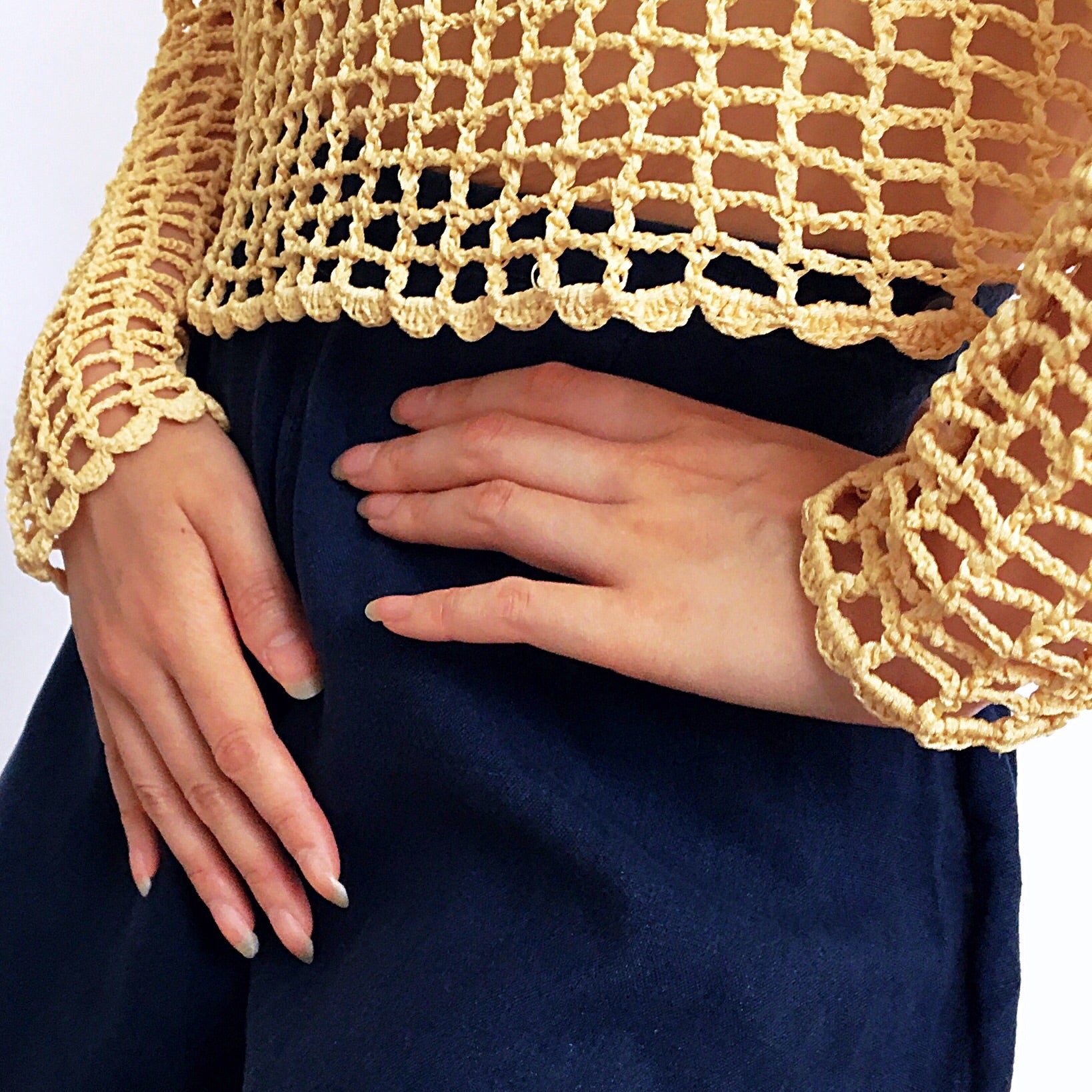VINTAGE CROCHET LONG SLEEVES TOP