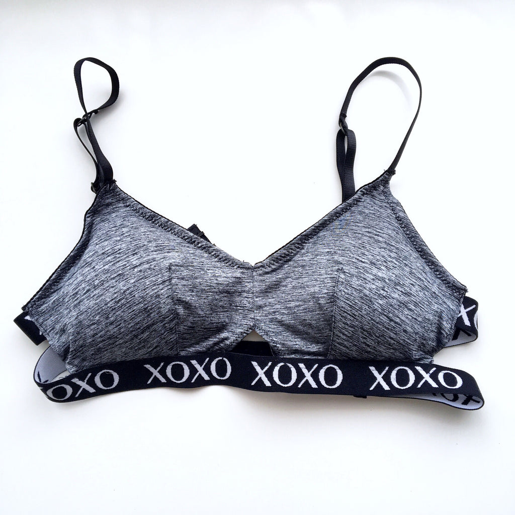 GREY GYM SPORT CROP BOOB BRA TOP