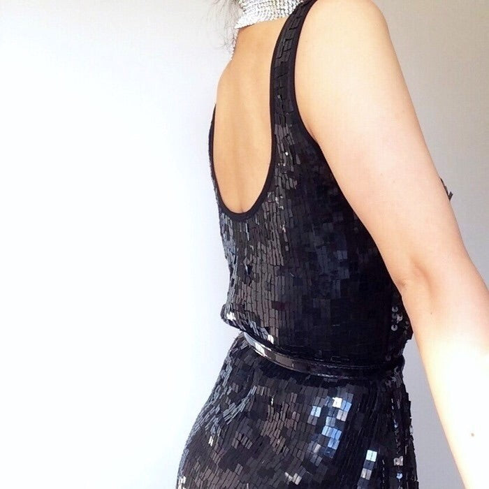 VINTAGE FESTIVAL SEQUINS BLACK DRESS
