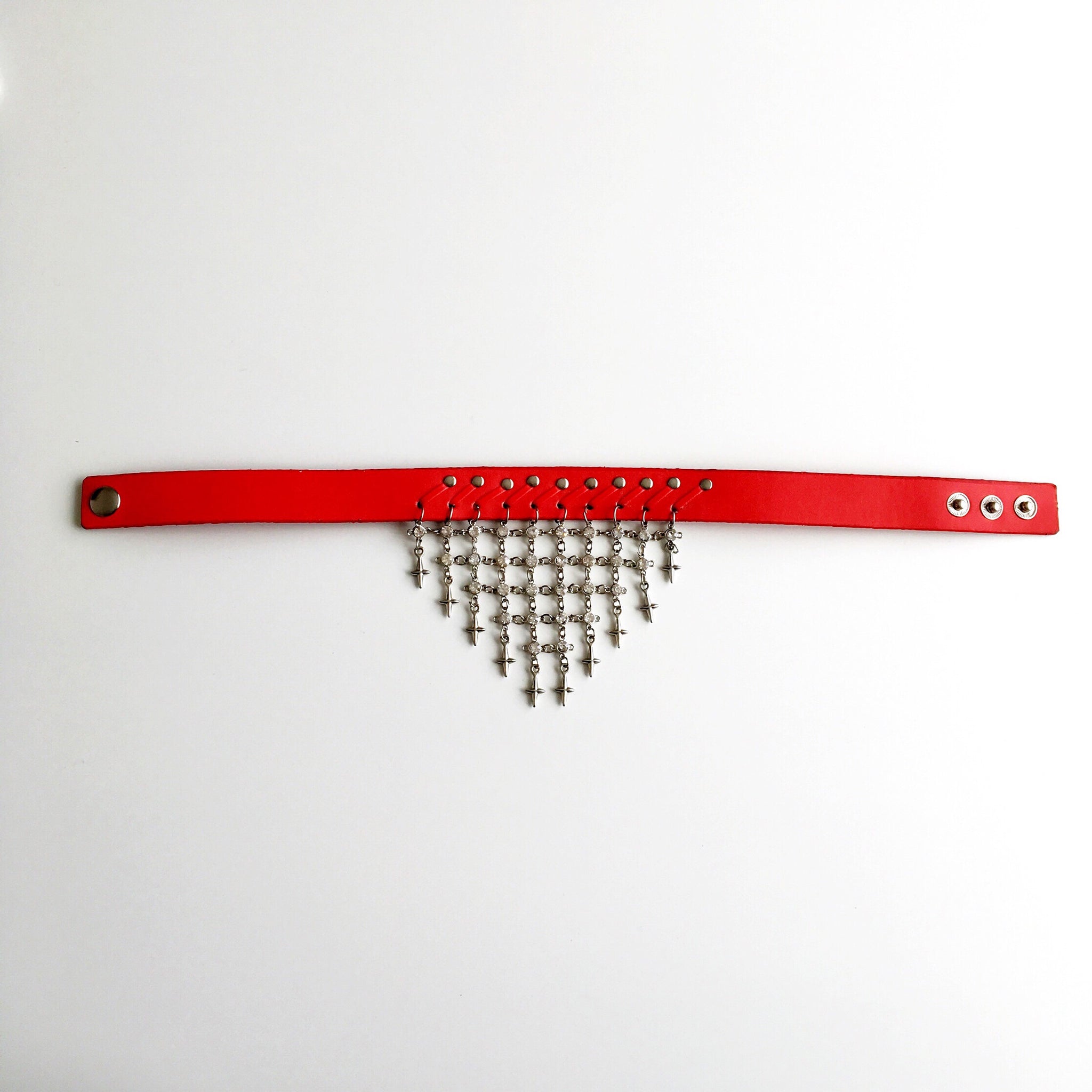 LIA RED FAUX LEATHER CHOKER