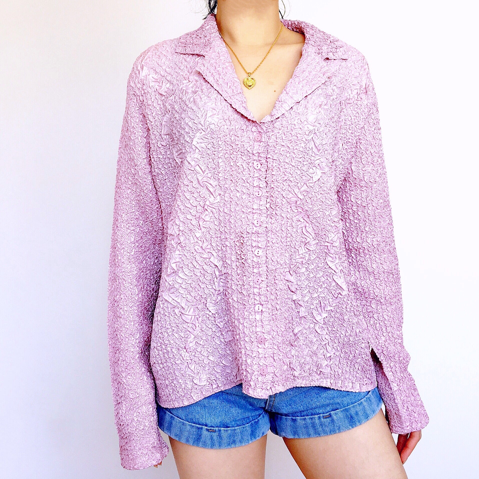 WRINKLE LONG SLEEVES OVERSIZED SHIRT TOP