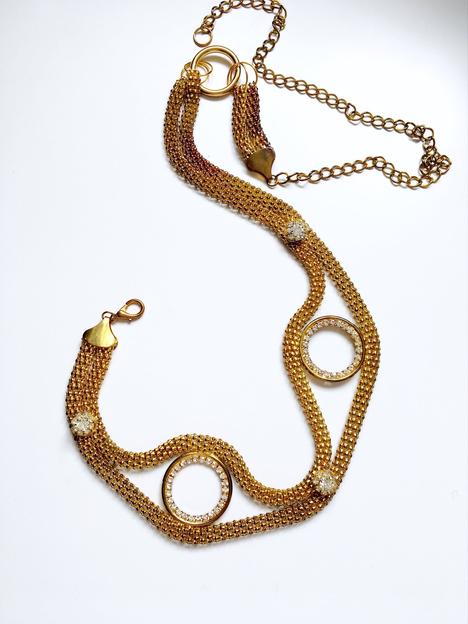 VINTAGE DIAMANTÉ RING CHAINS BELT CHAIN