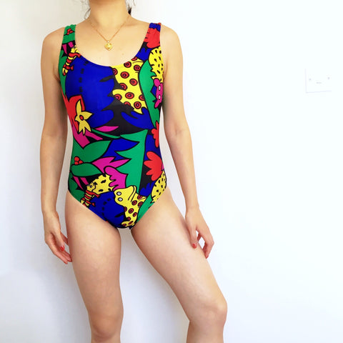 VINTAGE 80S COLOURFUL SWIMSUIT BODYSUIT