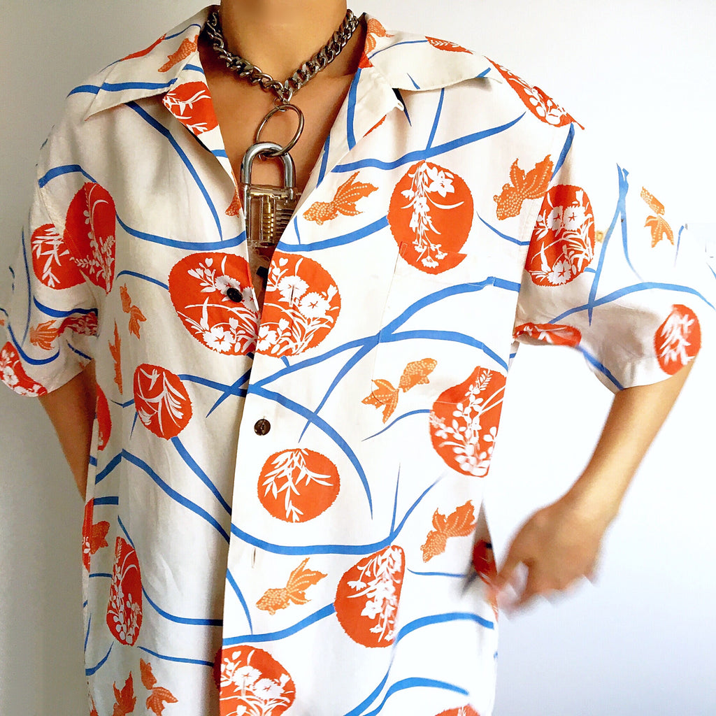 90S Y2K VINTAGE UNISEX JAPANESE  GOLD FISH  SHIRT TOP