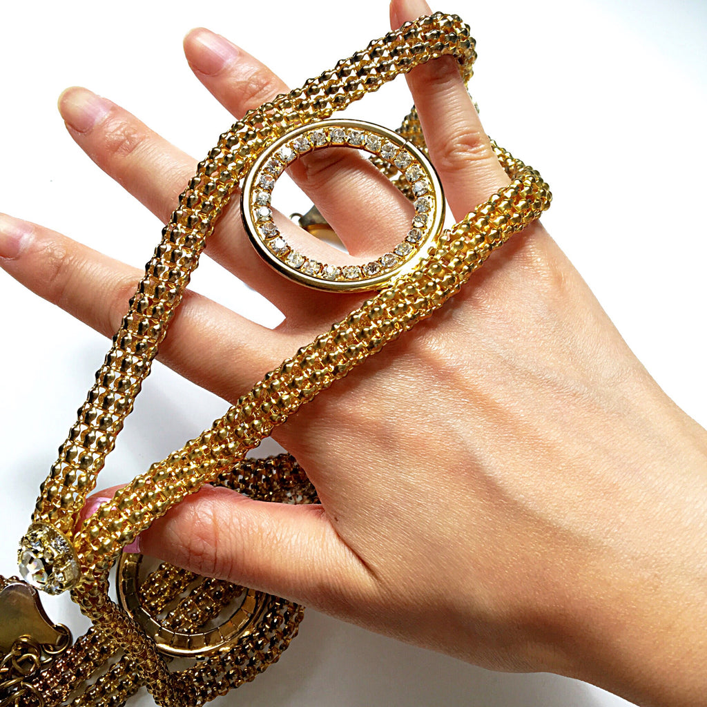 VINTAGE DIAMANTÉ RING CHAINS BELT CHAIN