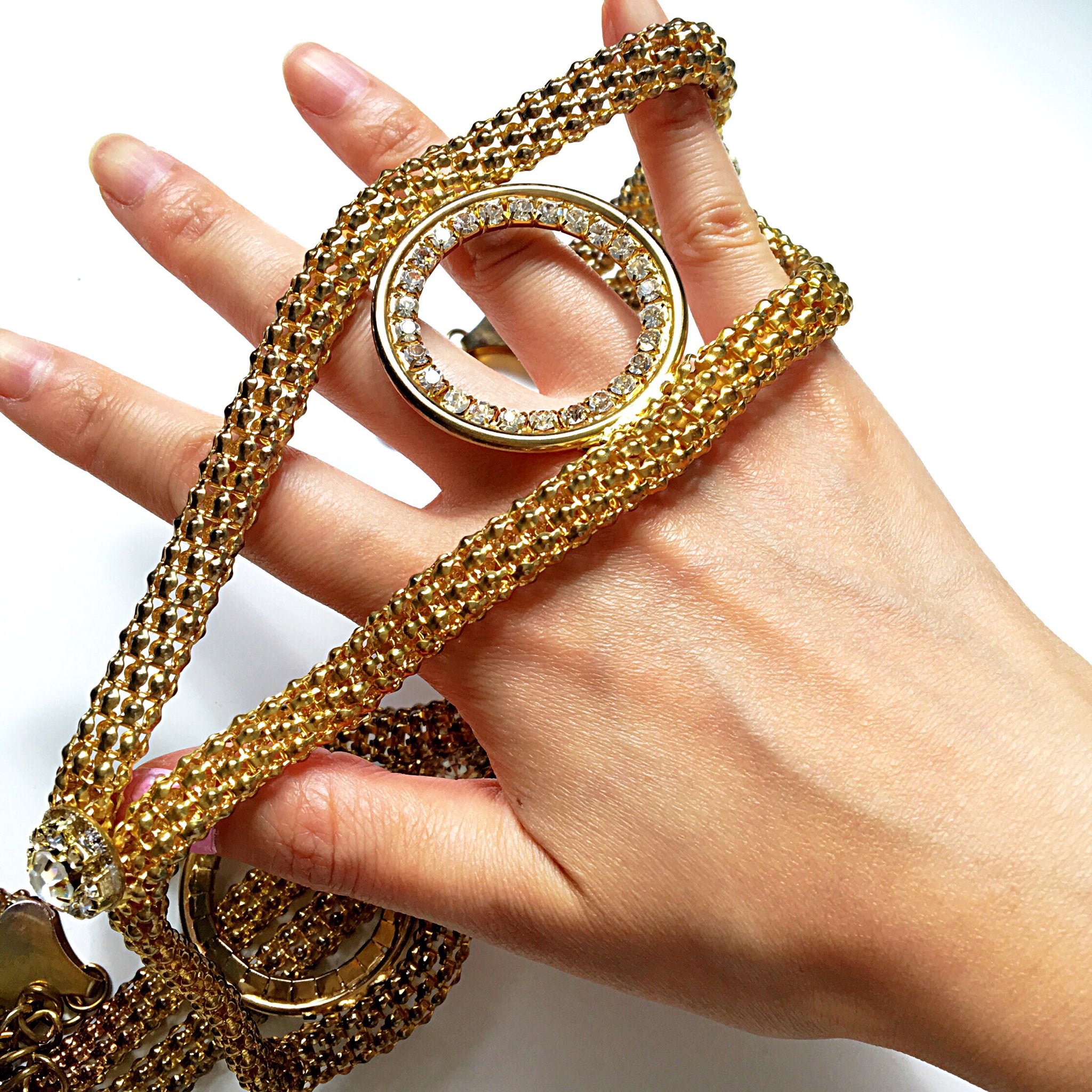 VINTAGE DIAMANTÉ RING CHAINS BELT CHAIN
