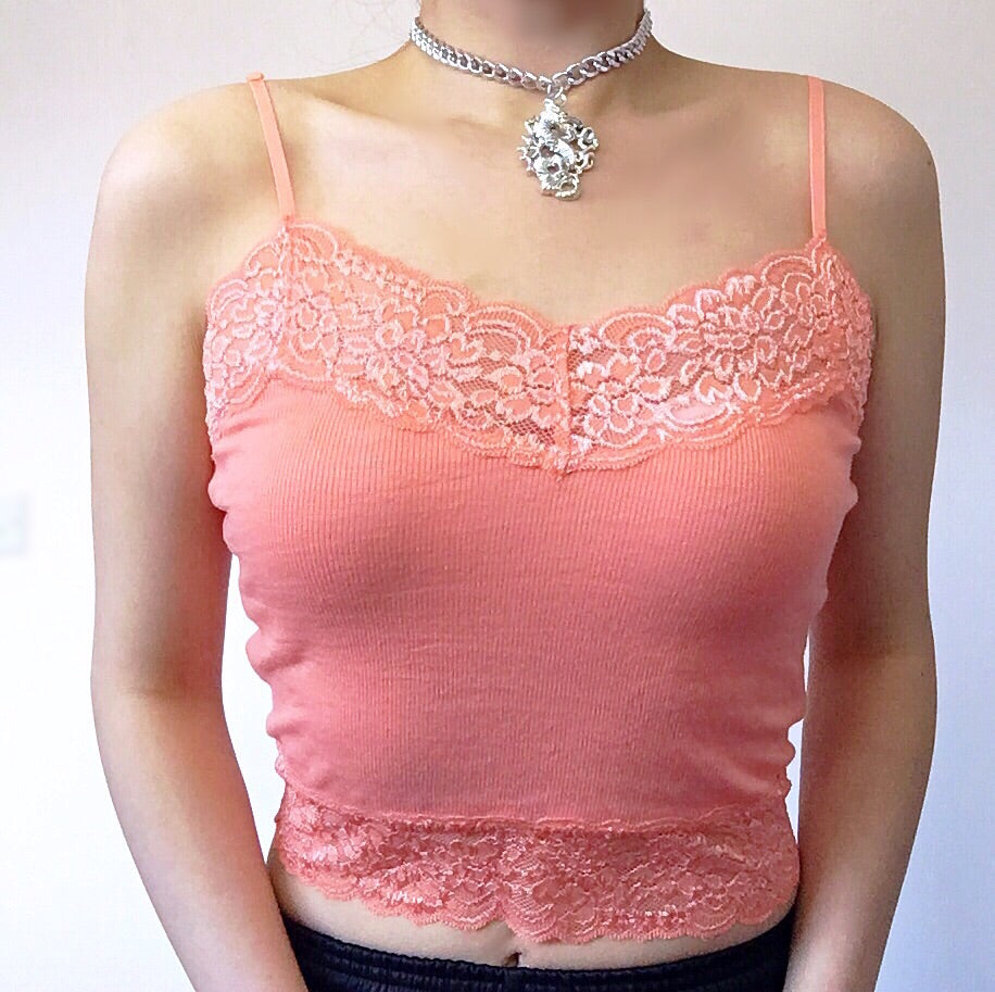 LACE STRETCHY CAMI VEST CROP TOP