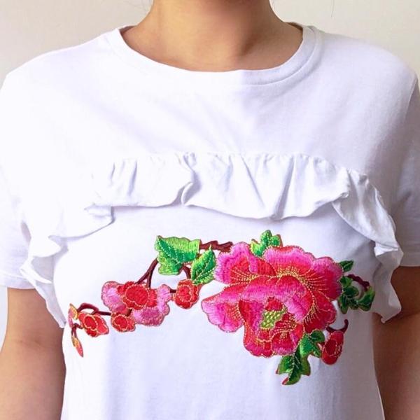 RUFFLE FLORAL CROP TEE TOP