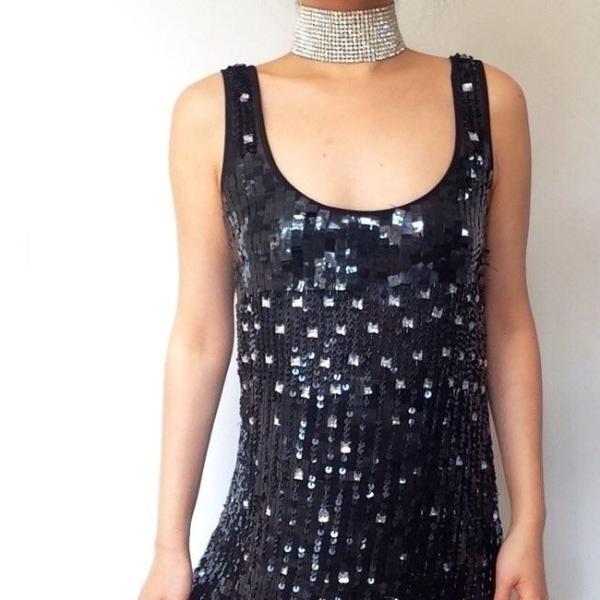 VINTAGE FESTIVAL SEQUINS BLACK DRESS