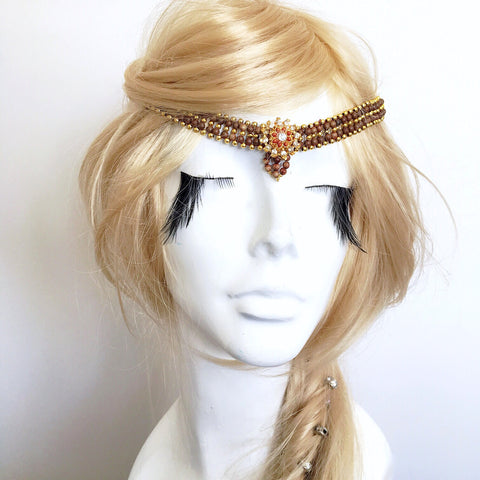 VINTAGE BEADED FESTIVE BOHO TRIBAL CHOKER NECKLACE HEADBAND