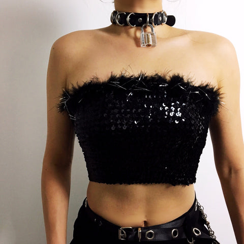 TRIVIA SEQUINS STRETCHY TUBE TOP