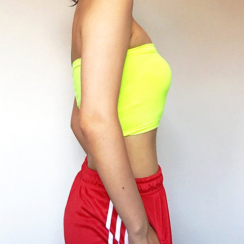 FLAME YELLOW STRETCHY TUBE TOP