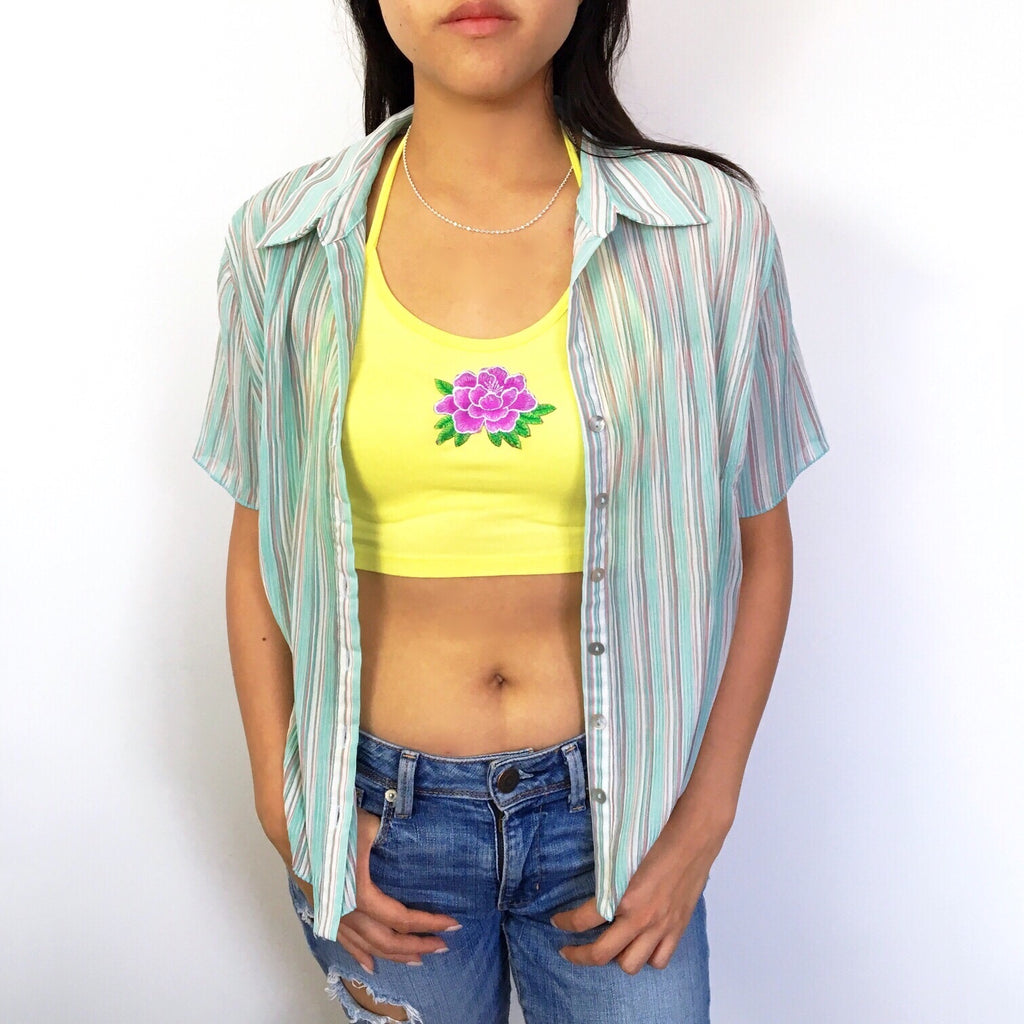 VINTAGE COOL STRIPES  SHORT SLEEVES SHIRT TOP