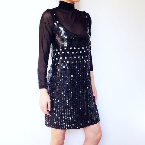 VINTAGE FESTIVAL SEQUINS BLACK DRESS