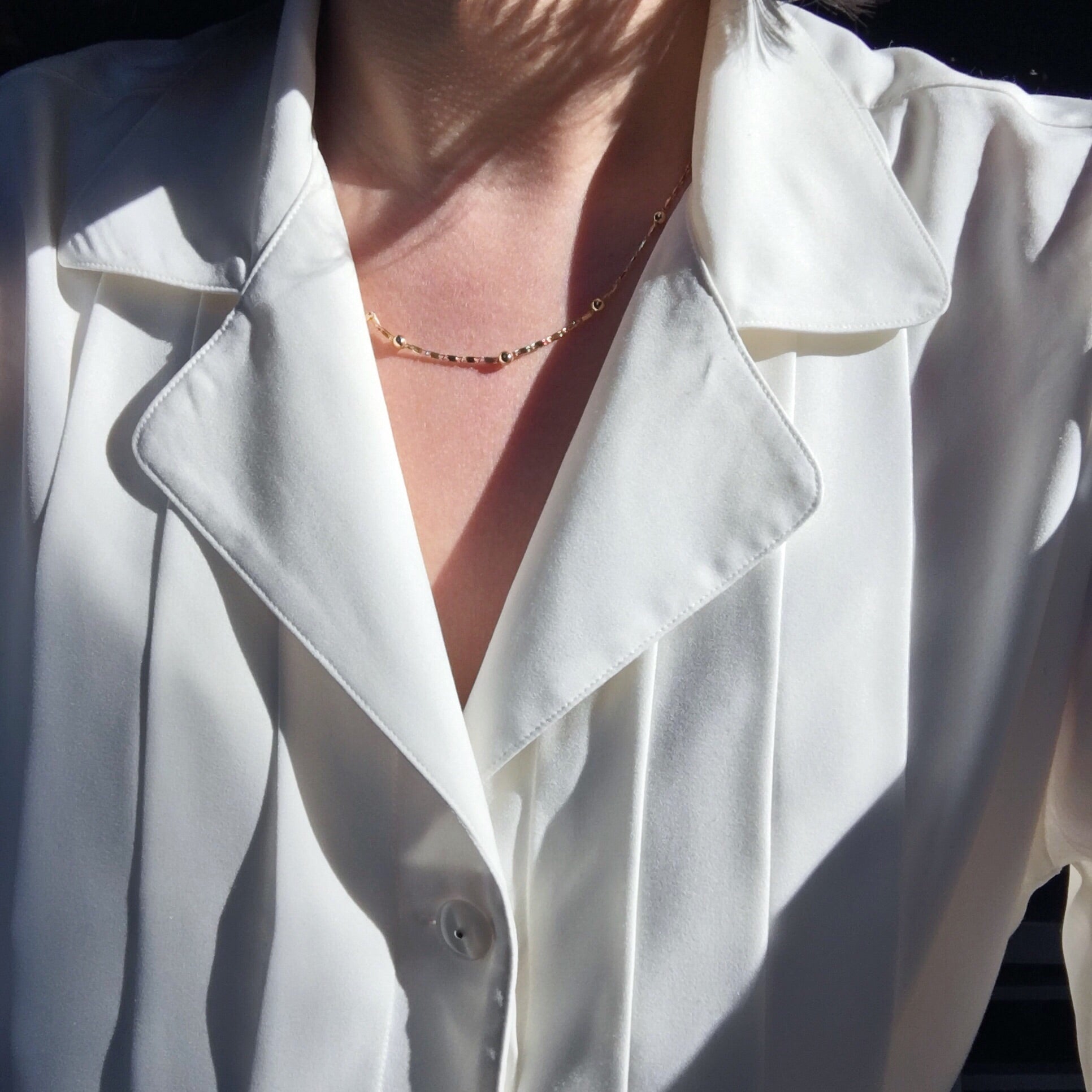 GOLD PLATED BALL DASH CHAIN SHORT NECKLACE