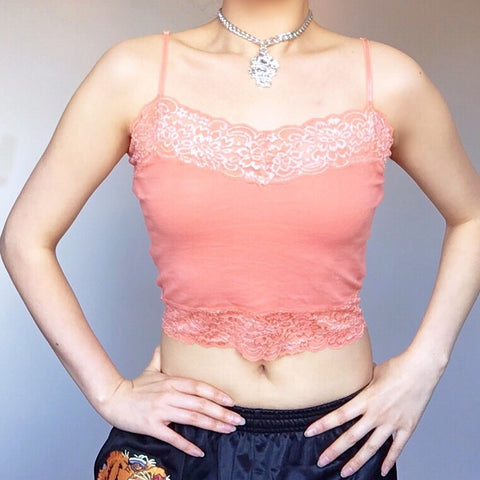 LACE STRETCHY CAMI VEST CROP TOP