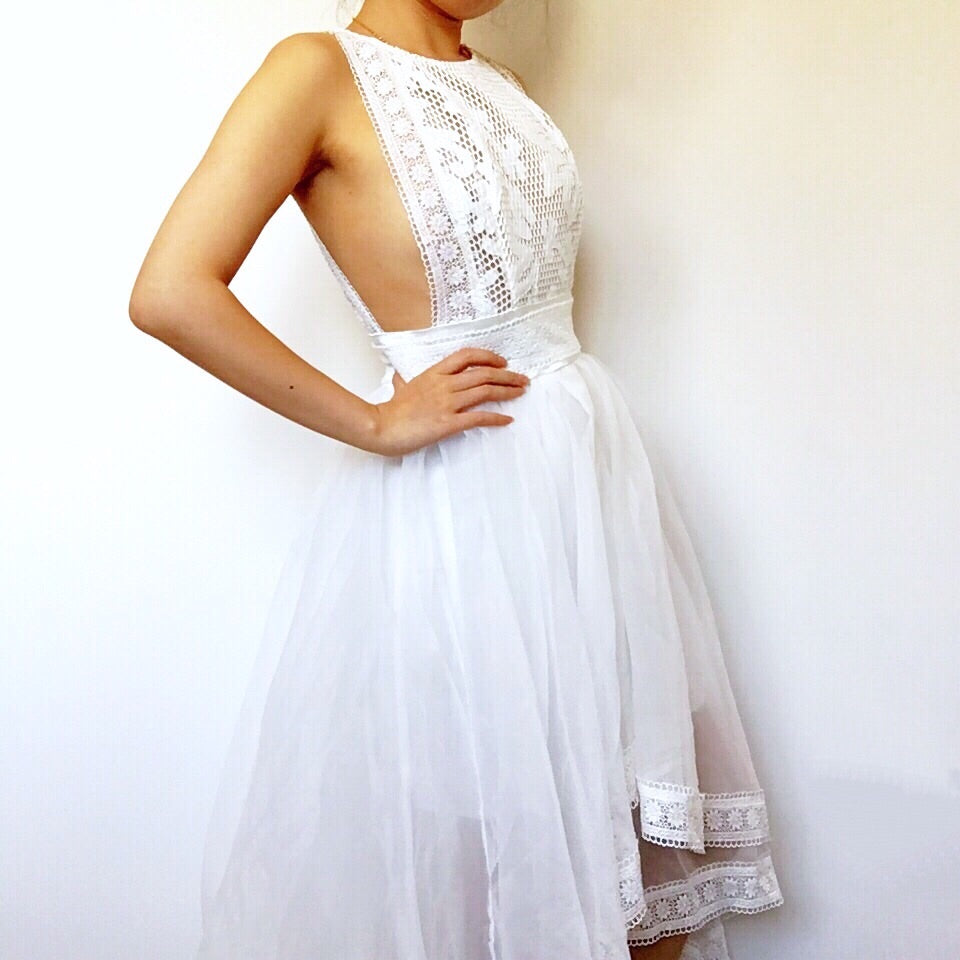 MESH DREAMY BEACH SUMMER FLORAL TRIMS DRESS