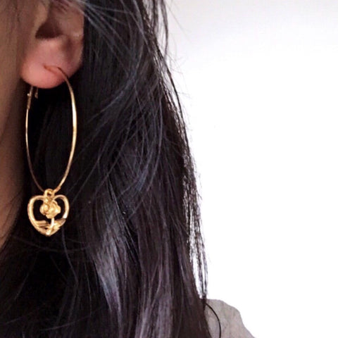 ROSE HEART HOOP EARRINGS