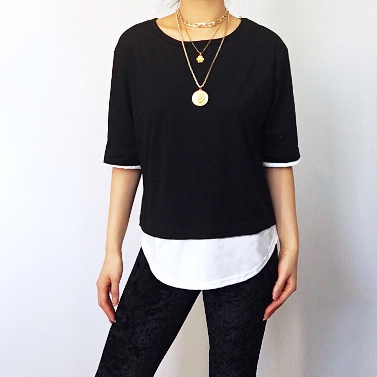 TWO TONE TEE TOP