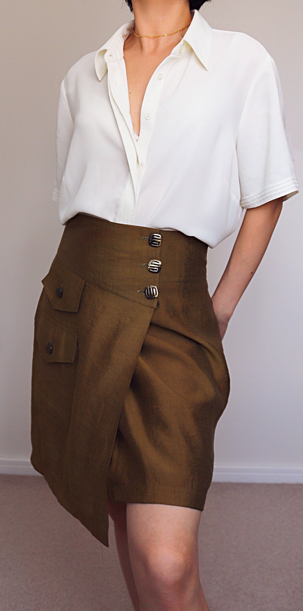 VINTAGE BUTTONS WRAP POCKET SKIRT
