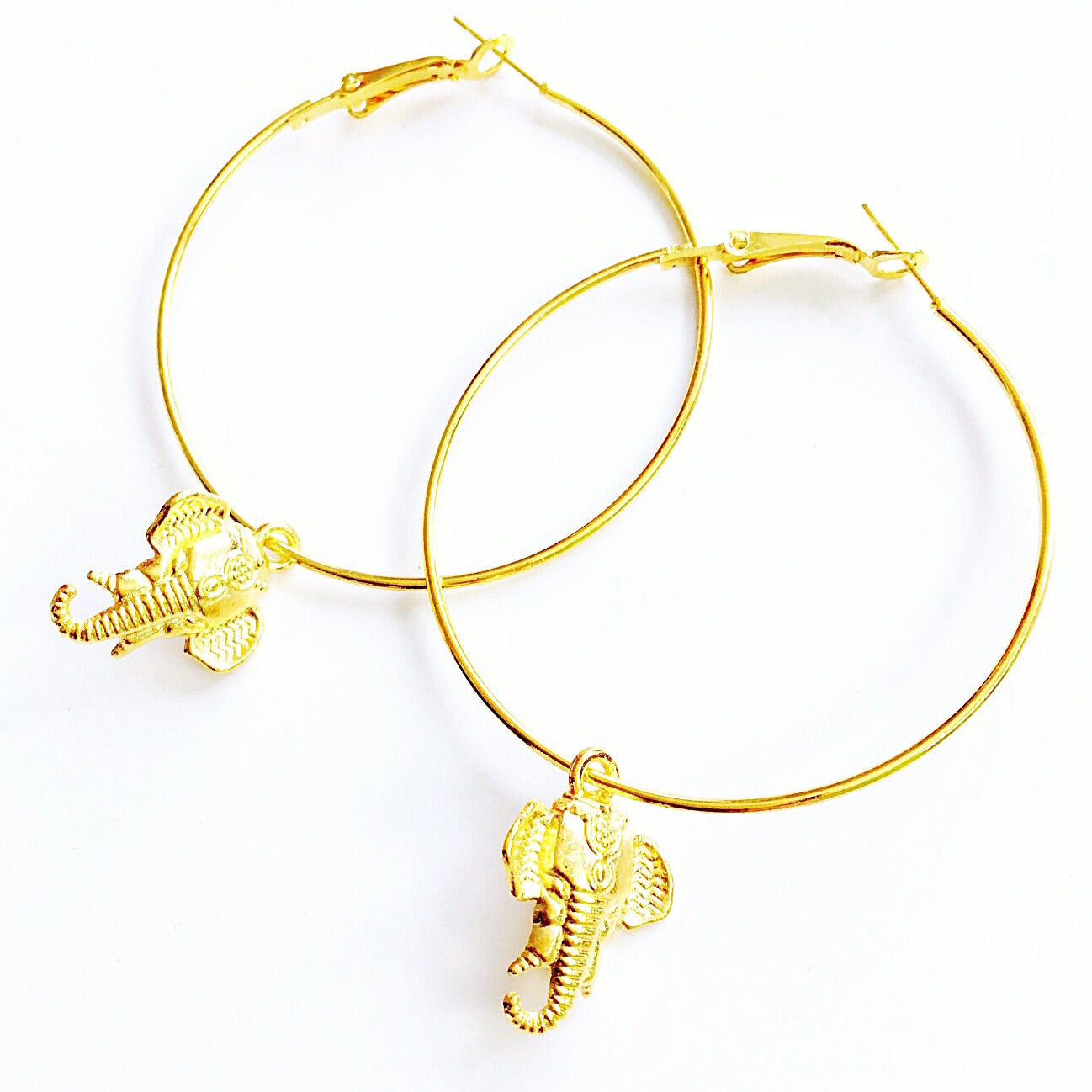GOLD ELEPHANT LARGE HOOP EARRINGS
