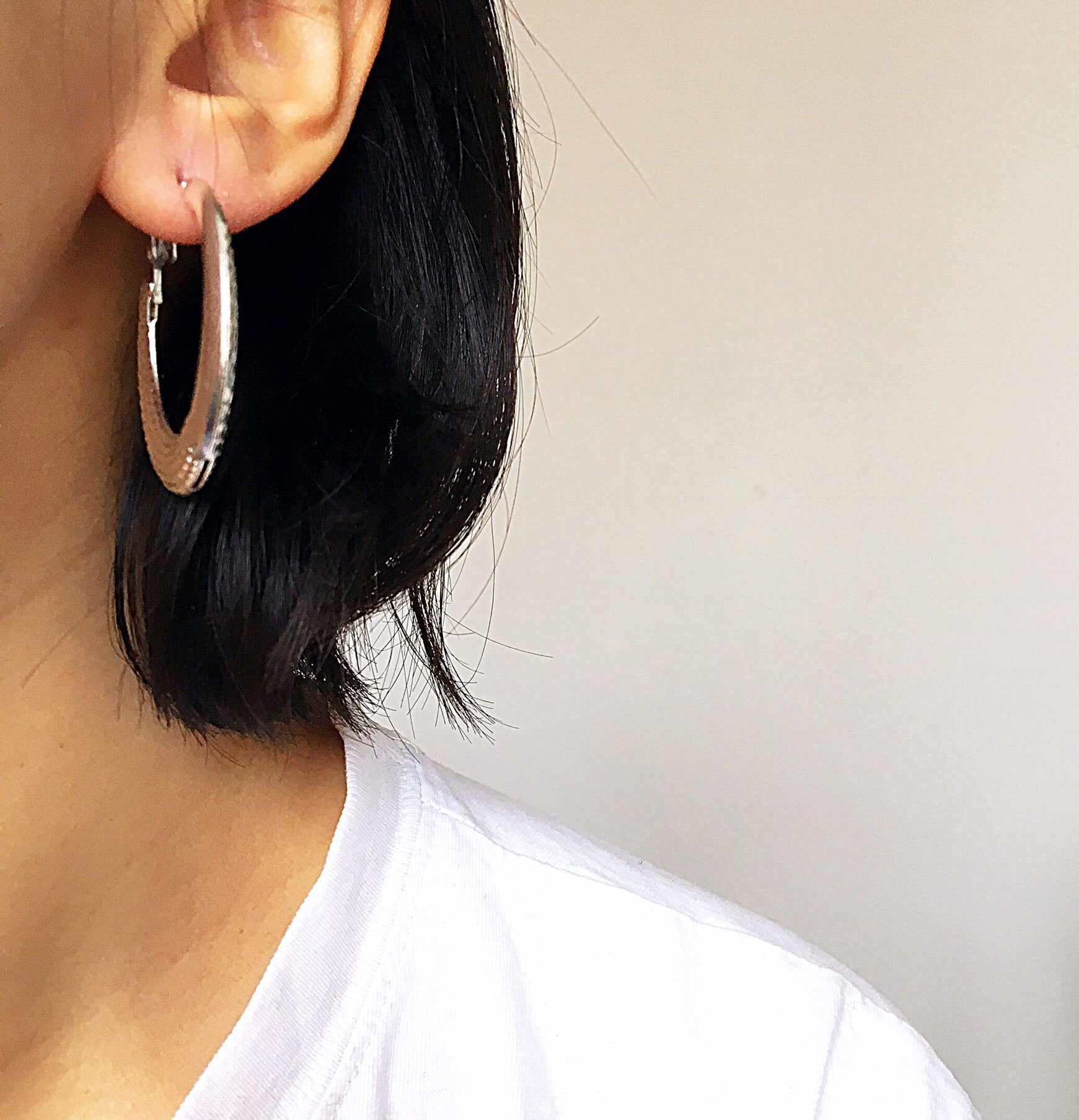 FLAT THICK PATTERN HOOPS EARRINGS