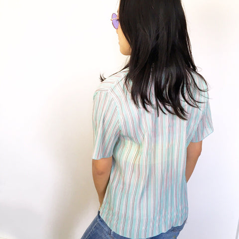VINTAGE COOL STRIPES  SHORT SLEEVES SHIRT TOP