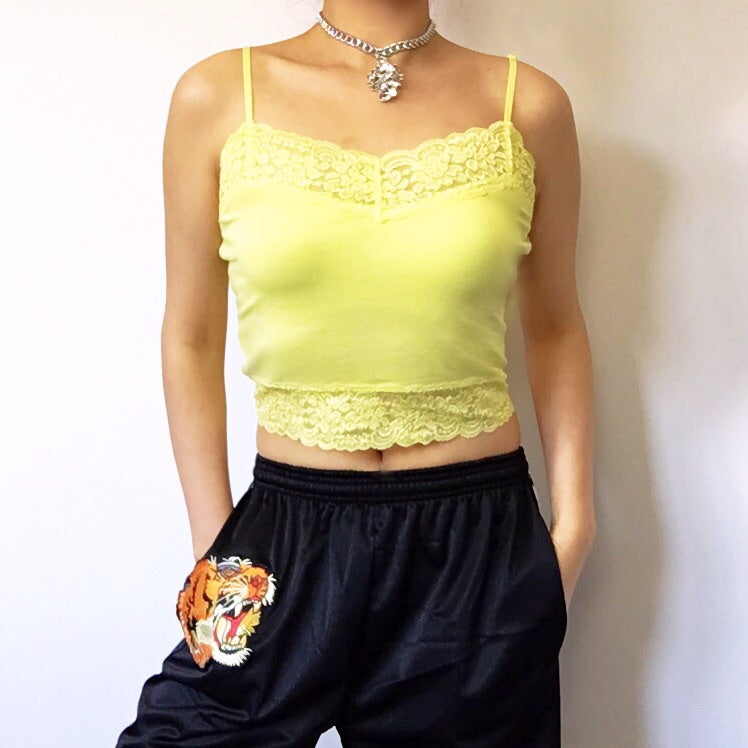 LACE STRETCHY CAMI VEST CROP TOP
