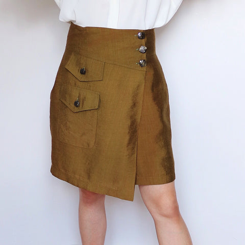 VINTAGE BUTTONS WRAP POCKET SKIRT