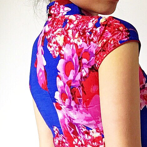 BLOSSOM PINK FLORAL ORIENTAL SHORT SLEEVES DRESS